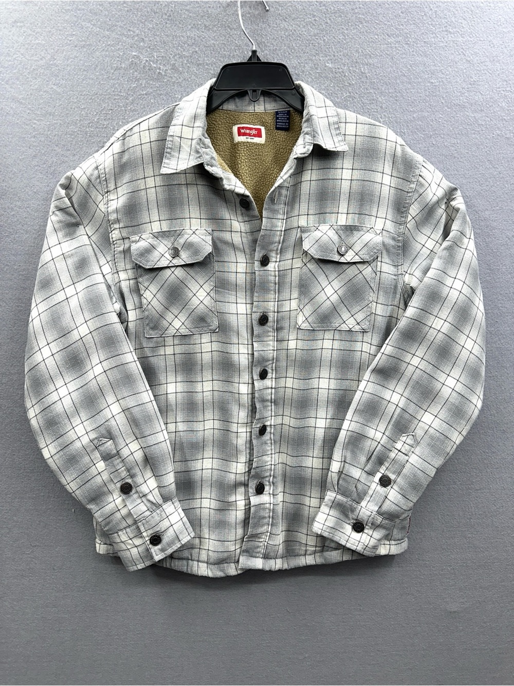 Wrangler Sherpa Lined Flannel Shirt Mens Small Western Pockets Gorpcore Outdoors